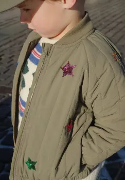 Konges Slojd geaca bomber pentru copii JUNO SEQUIN BOMBER JACKET culoarea verde, KS104321 imagine