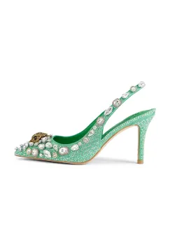 Kurt Geiger London pantofi cu toc Belgravia C High Sling culoarea verde, 5385873609 imagine