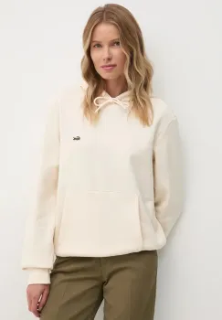 Lacoste bluza culoarea bej, cu gluga, neted imagine