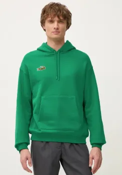 Lacoste hanorac de bumbac barbati, culoarea verde, cu gluga, neted, SH2754 imagine