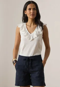 Lauren Ralph Lauren bluza cu volane pentru femei, din bumbac imagine