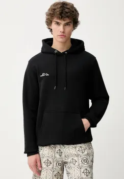 Les Deux hanorac de bumbac culoarea negru, cu gluga, uni, 1000214 imagine