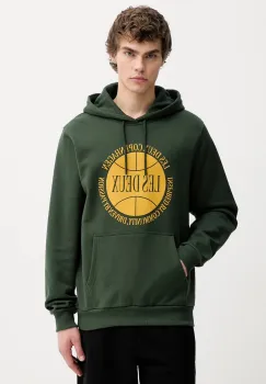 Les Deux hanorac de bumbac culoarea verde, cu gluga, cu imprimeu, 1001292 imagine