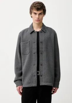 Les Deux jacheta camasa cu lana culoarea gri, de tranzitie, 1001007 imagine