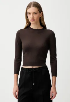 Liviana Conti pulover de lana culoarea maro, light, L5WA06 imagine