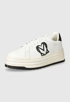 Love Moschino sneakers din piele culoarea alb, JA15096G1LIA110A imagine