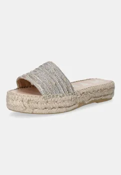 Manebi papuci pentru femei Gold Espadrilles Sandals imagine