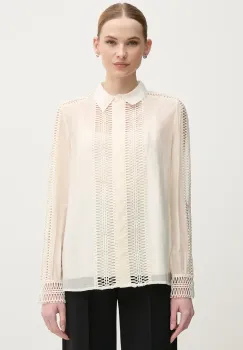 Marc Aurel camasa femei, culoarea bej, cu guler clasic, regular, 6285-1010-93403 imagine