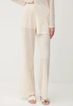 Marc Aurel pantaloni culoarea bej, lat, high waist, 1750-7011-93428 imagine