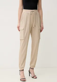 Marc Aurel pantaloni femei, culoarea bej, high waist, 1844-7000-73813 imagine