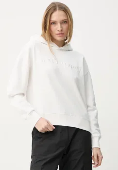 Marc O'Polo hanorac de bumbac femei, culoarea alb, cu gluga, cu imprimeu, 502407354165 imagine