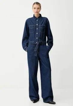 Marc O'Polo salopeta jeans culoarea albastru marin, bumbac, cu guler, 5000006876 imagine