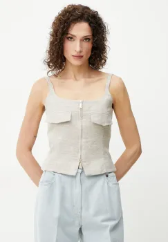 Marella bluza din in NICOLAS femei, culoarea bej, melanj, 2513161042200 imagine