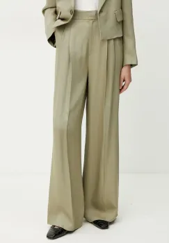 Marella pantaloni din amestec de in Emme by Marella culoarea verde, lat, high waist, 2515131041200 imagine