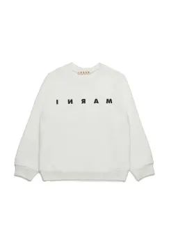 Marni hanorac de bumbac pentru copii MS340U SWEAT-SHIRT culoarea bej, cu imprimeu, M01612 imagine