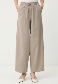 MAX&Co. pantaloni cu lana culoarea bej, lat, high waist, 2528136015200 imagine