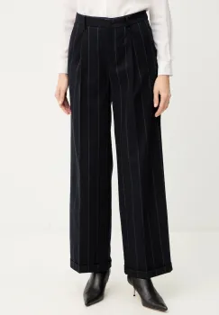 MAX&Co. pantaloni culoarea bleumarin, drept, high waist, 2526136053200 imagine