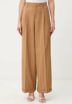 MAX&Co. pantaloni culoarea maro, drept, high waist, 2526136053200 imagine