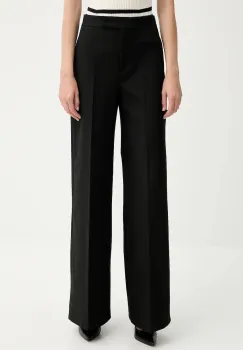 MAX&Co. pantaloni culoarea negru, lat, high waist, 2528136014200 imagine