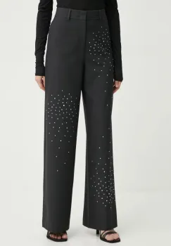 MAX&Co. pantaloni femei, culoarea gri, drept, high waist, 2426136015200 imagine