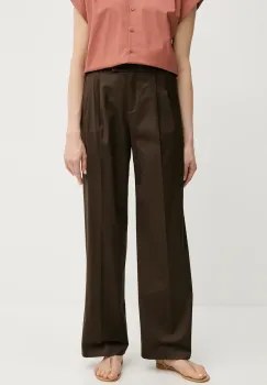 MAX&Co. pantaloni femei, culoarea maro, drept, high waist, 2516131114200 imagine