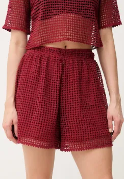 MAX&Co. pantaloni scurti femei, culoarea bordo, uni, high waist, 2516781024200 imagine