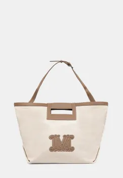 Max Mara Beachwear geanta de plaja pentru femei, din bumbac ECRU imagine