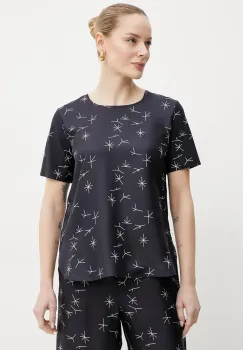 Max Mara Leisure bluza din amestec de matase femei, culoarea albastru marin, modelator, 2516941087600 imagine