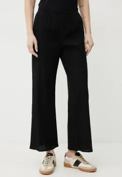 Max Mara Leisure pantaloni femei, culoarea negru, drept, high waist, 2516781038600 imagine