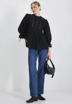 Medicine bluza din bumbac femei, culoarea negru, cu imprimeu imagine