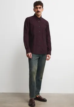 Medicine camasa din bumbac culoarea bordo, cu guler clasic, regular imagine