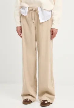 Medicine pantaloni culoarea bej, lat, medium waist imagine