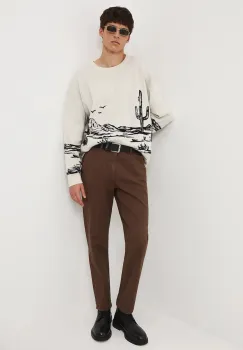 Medicine pantaloni culoarea maro, cu fason chinos imagine