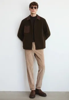 Medicine pantaloni de catifea cord culoarea bej imagine