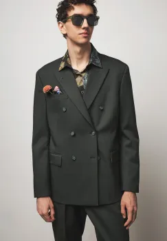 Medicine sacou cu doua randuri de nasturi pentru barbati, cu amestec de lana imagine