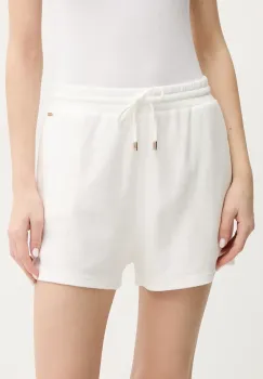 Melissa Odabash pantaloni scurti femei, culoarea alb, uni, high waist, Laura imagine