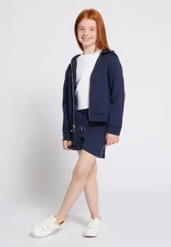 Michael Kors hanorac de bumbac pentru copii culoarea albastru marin, cu gluga, cu imprimeu, R30327 imagine