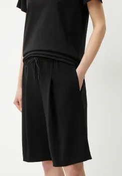 MICHAEL Michael Kors pantaloni scurti femei, culoarea negru, neted, high waist, MS530TDENX imagine