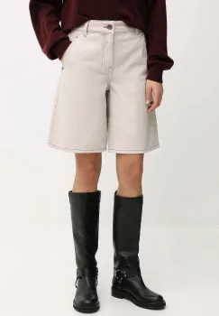 Miss Sixty pantaloni scurti jeans culoarea bej, uni, high waist, 6S3JJ47100 imagine