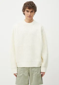 MKI MIYUKI ZOKU pulover din amestec de lana Chunky Rib Knit Crewneck barbati, culoarea bej, calduros, CHUNKY.RIB.KNIT.CREWNE. imagine
