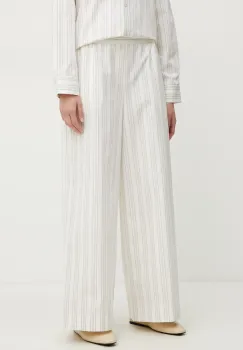 MM pantaloni de bumbac femei, culoarea bej, lat, high waist, 2516131028600 imagine