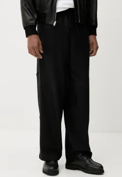 MMC STUDIO pantaloni femei, culoarea negru, drept, high waist, LINEN imagine