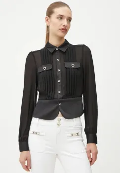 Morgan camasa femei, culoarea negru, cu guler clasic, regular imagine