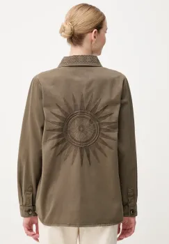 Mos Mosh camasa din bumbac femei, culoarea verde, cu guler clasic, regular, 170220 imagine
