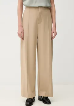 Mos Mosh pantaloni femei, culoarea bej, lat, high waist, 169780 imagine