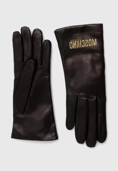 Moschino manusi de piele femei, culoarea negru imagine