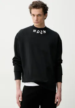 MSGM hanorac de bumbac barbati, culoarea negru, cu imprimeu, 3840MM103.257000 imagine