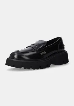 MSGM mocasini de piele barbati, culoarea negru, 3740MS153 513 imagine