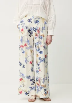 MUNTHE pantaloni FAICUS femei, culoarea bej, lat, high waist, 251142525121 imagine