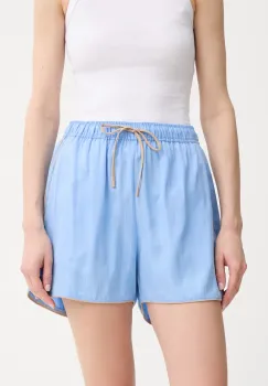 MUNTHE pantaloni scurti din amestec de in UPPI cu imprimeu, high waist, 255140625523 imagine